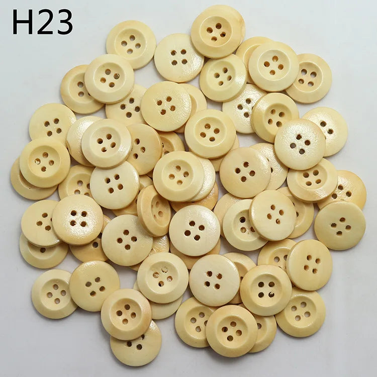 30Pcs Meetee 11-25mm Natural 4 Holes Round Wooden Button Sewing Scrapbooking Crafts DIY Clothes Decor Buttons Accessories C1-28