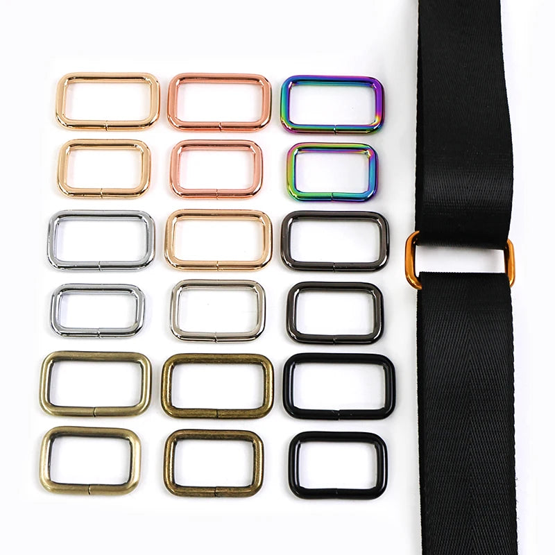 30/1000Pcs 13-50mm O D Ring Metal Buckles for Bag Strap Rectangle Rings Carabiner Clip Hook Webbing Belt Loop Crafts Accessories