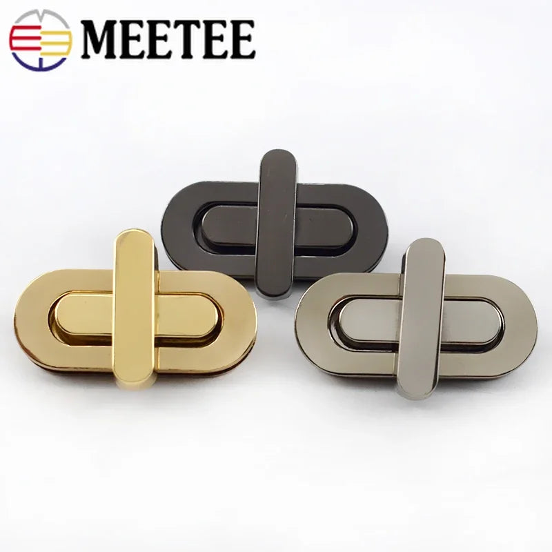 5/130pcs Meetee 42*18/34*16mm Bag Turn Twist Lock Buckles Metal Purse Handbag Decor Mortise Closure Clasp DIY Hardware Accessories