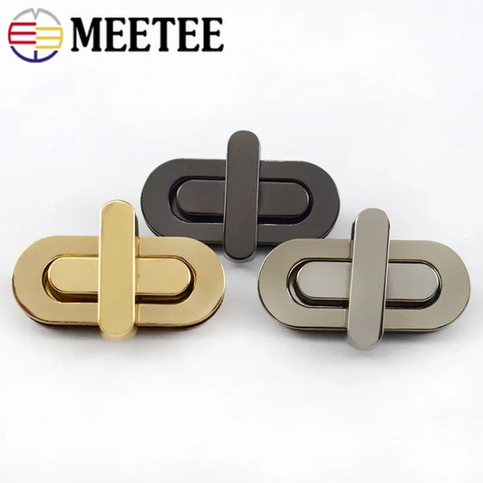 5/130pcs Meetee 42*18/34*16mm Bag Turn Twist Lock Buckles Metal Purse Handbag Decor Mortise Closure Clasp DIY Hardware Accessories