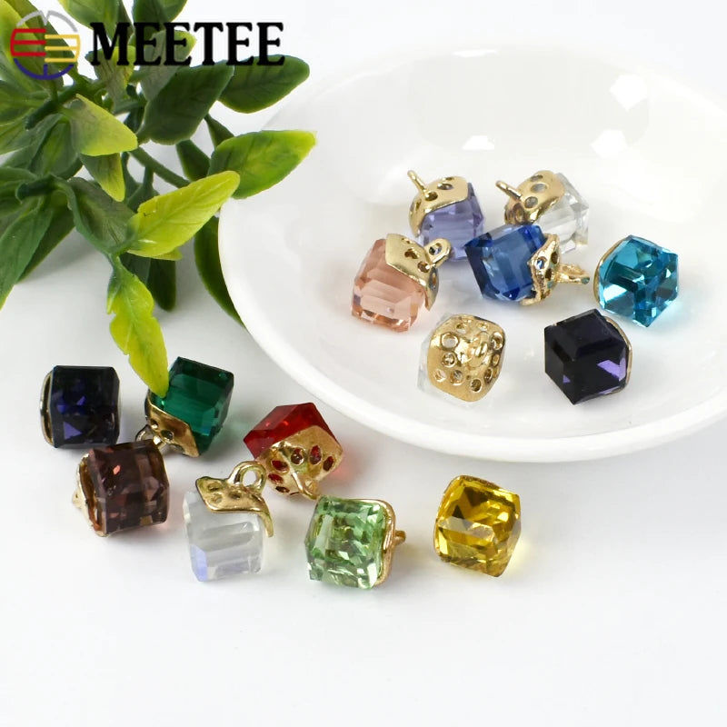 30/500pcs Meetee Colors Rhinestone Crystal Buttons Shirt Hair Accessory Jewelry Pendant Buckles DIY Clothing Sewing Accessories