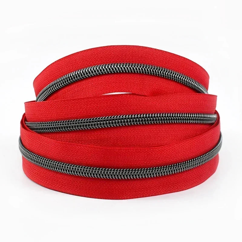 8/200Meters 5# Colorful Nylon Zipper Tapes GunBlack Tooth Coil Zip Tailors for Bags Garment Repair Kit DIY Sewing Accessories