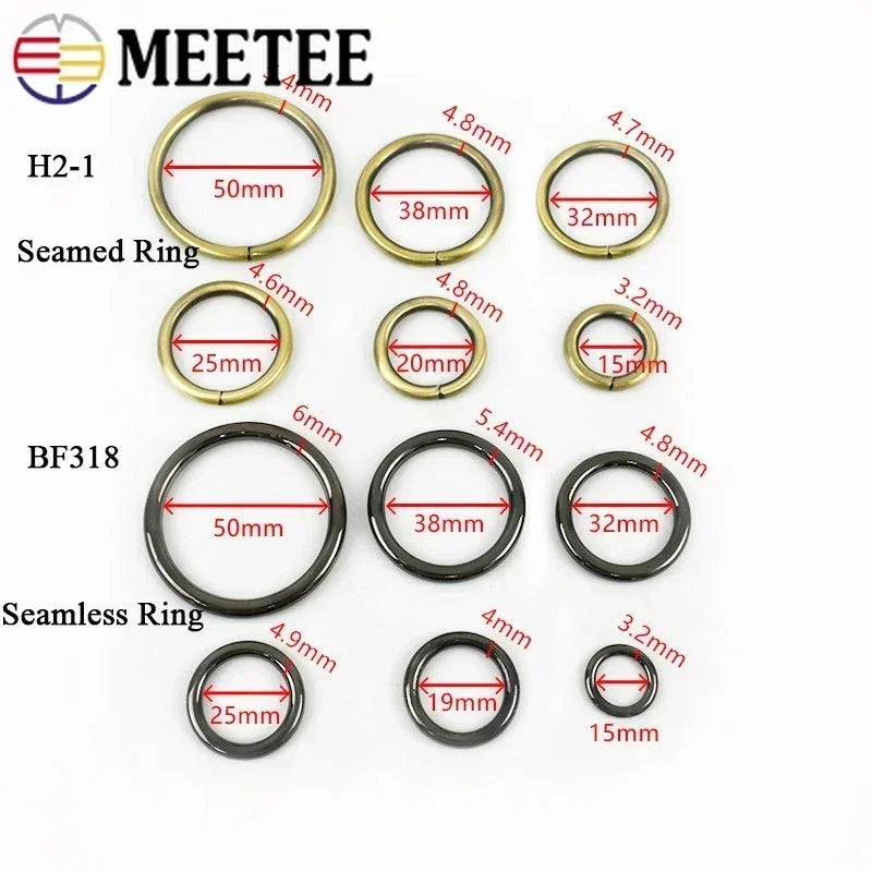 20/640Pcs 16-50mm Metal O Ring Buckles Circle Openable Keychain Rings Bag Strap Belt Snap Clasp Clip Hook Dog Collar Accessories
