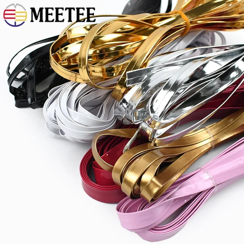 15/400Meters 5-20mm Mirror PU Ribbons Headdress Leather Cord Rope Bias Binding Tape DIY Jewelry Trim Clothes Edge Accessories
