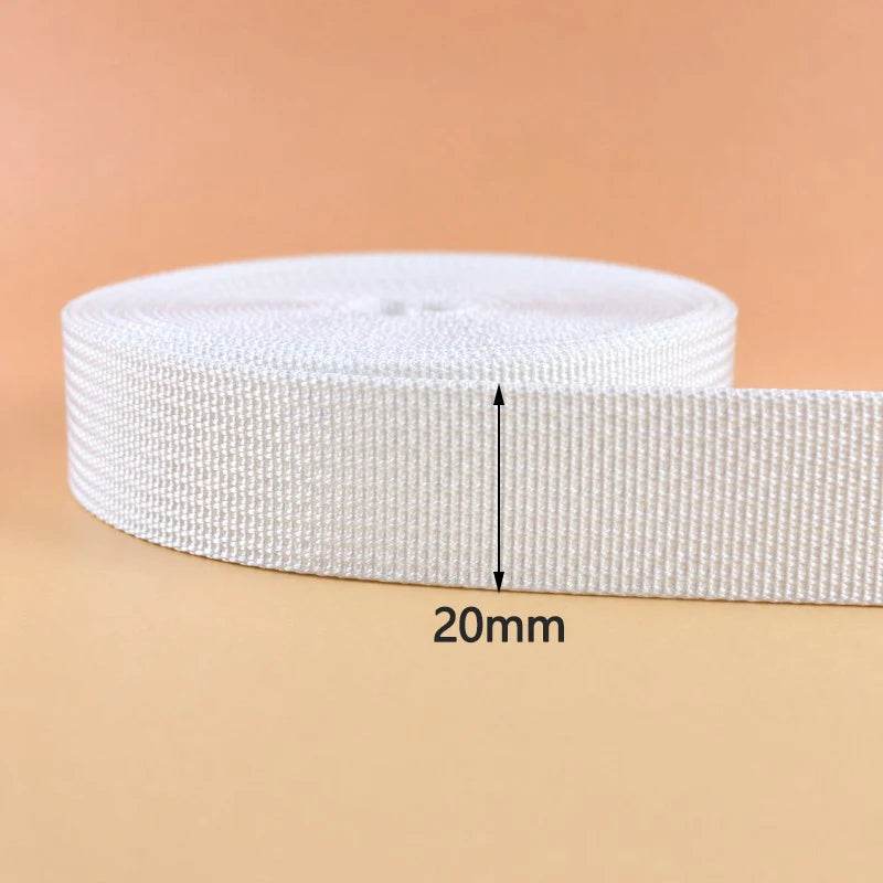 8/200Meters White Nylon Webbing 20-50mm Bag Shoulder Strap Tape Clothes Decorative Sewing Ribbon Bias Binding Accessories