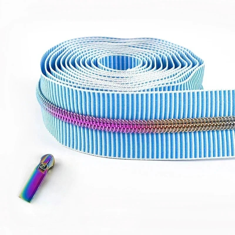 5/20Meters Meetee 5# Striped Nylon Zippers Tape for Sewing Bag Continuous Roll Coil Zip By the Meter DIY Garment Accessories