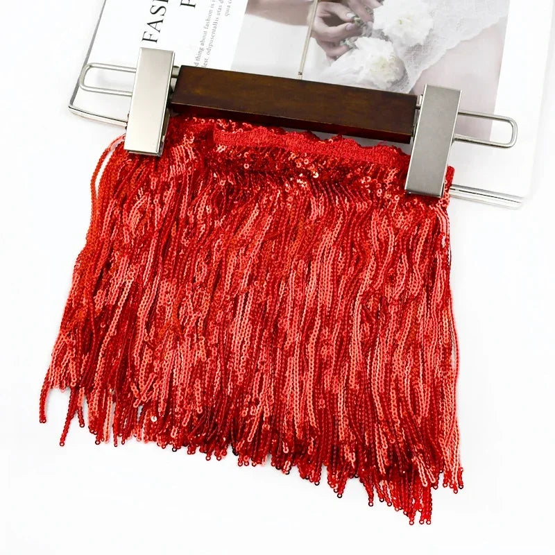 3/100Yards 17cm Metee Fringe Tassel Lace Ribbon Sequin Trims Colored For Dress Clothes Decorative Crafts Clothing Accessories