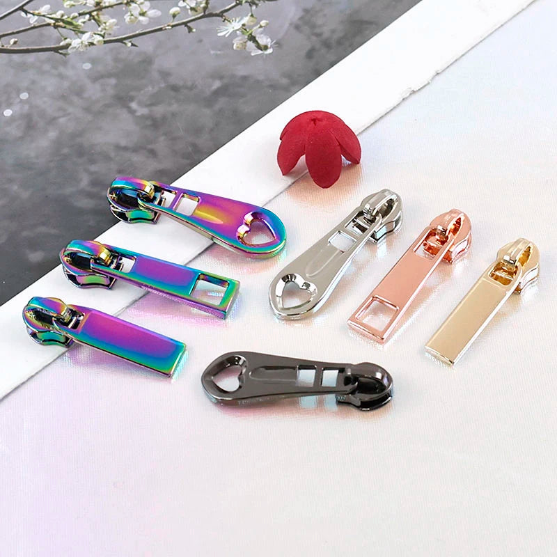 Meetee 25/500Pcs 5# Sewing Zipper Sliders for Nylon Zips Purse Zip Slider Apparel Decoration Zippers Puller Handbag Repairs Kits