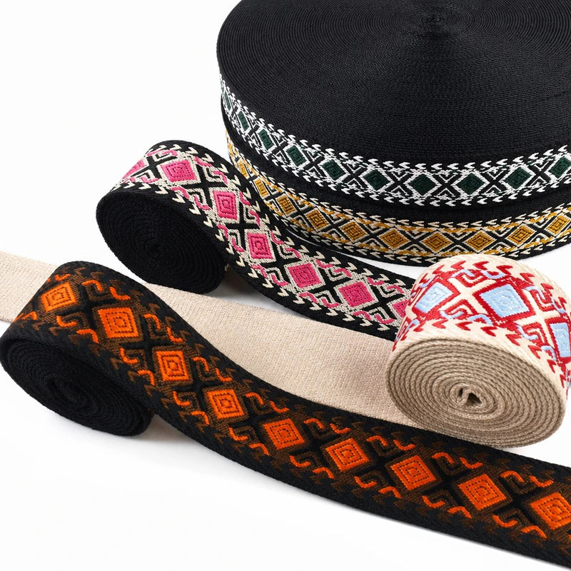 3/100Meters Meetee 38/50mm Jacquard Webbing Tape Bag Ribbon Strap Garment Sewing Decoration Ribbons Tapes Home Textile Accessory