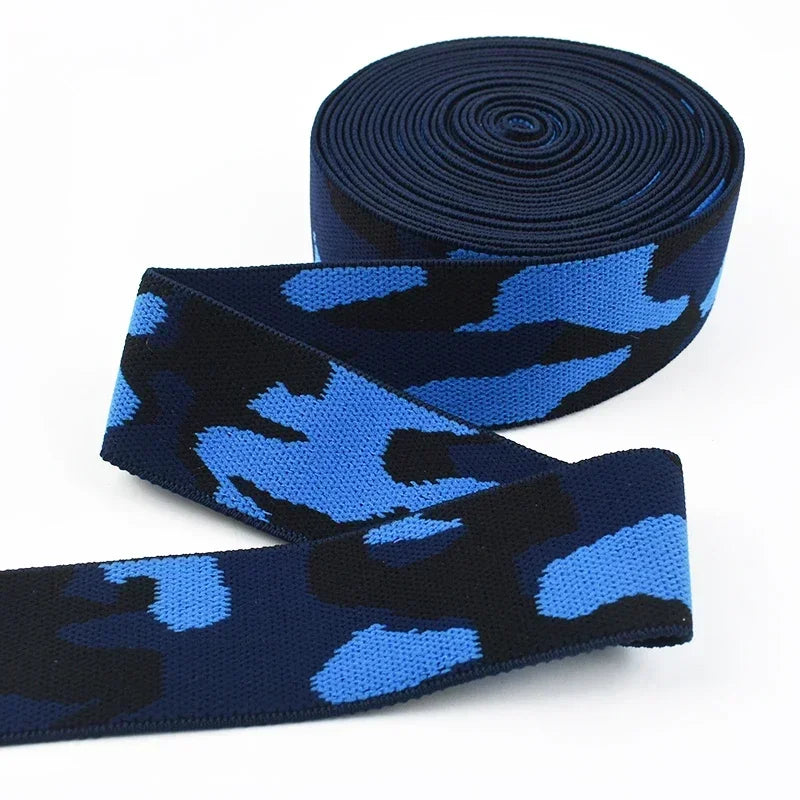5/150Meters 38mm Camouflage Jacquard Nylon Elastic Bands for Pants Belt Rubber Band 1.4mm Thick Stretch Webbing Sewing Supplies