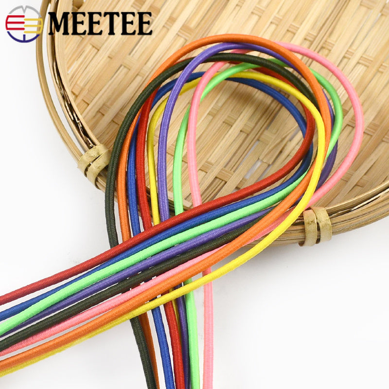 50/100Meters Color 2.5mm Round Elastic Ropes high elasticity rope HairBand Clothes Pants Rubber Band DIY Sewing Accessories