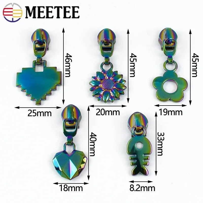 Meetee 100Pcs 5# Nylon Zipper Sliders for Bags Garment Decor Zippers Puller Tents Home Textiles Zip Repair Sewing Accessories