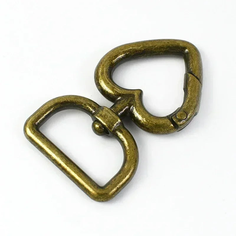 13/20mm 100Pcs Heart Bag Strap Buckle Metal Swivel Clasp Dog Collar Webbing Trigger Snap Hook Keyring Hangers DIY Accessories