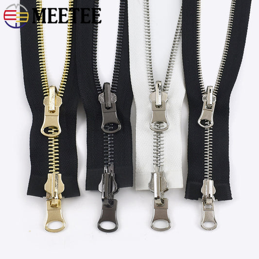 5Pcs 70-100cm Double Sliders Open-End Zippers 5# 8# Metal Zipper Clothing Closure Zip Luggage Replace Zips Sewing Accessories